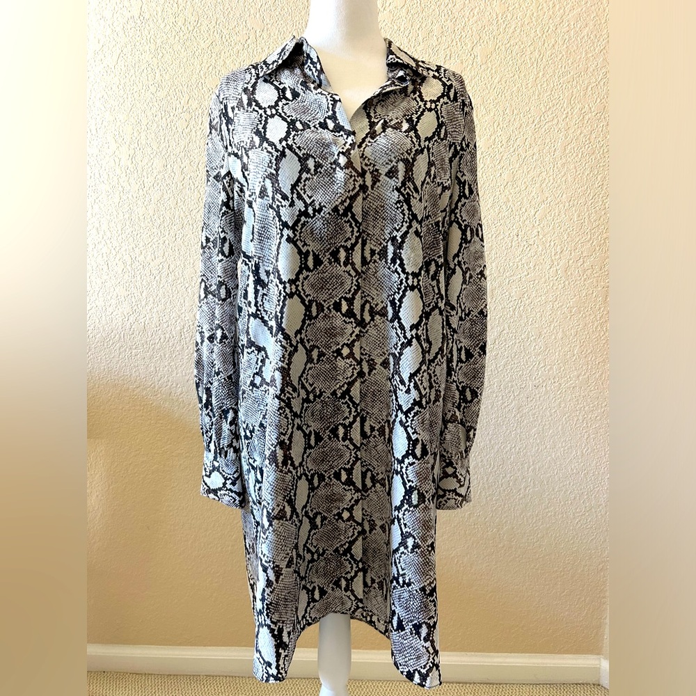 Club Monaco Silk Long Sleeve Animal Print Dress